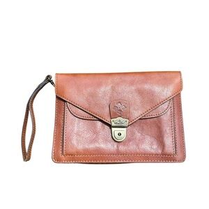 Patricia Nash Brown Leather Wristlet Clutch